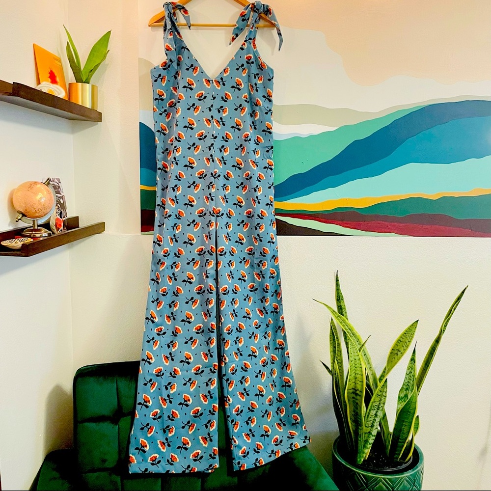 ModCloth Wild Pony Wide Leg Jumpsuit Shoulder Tie